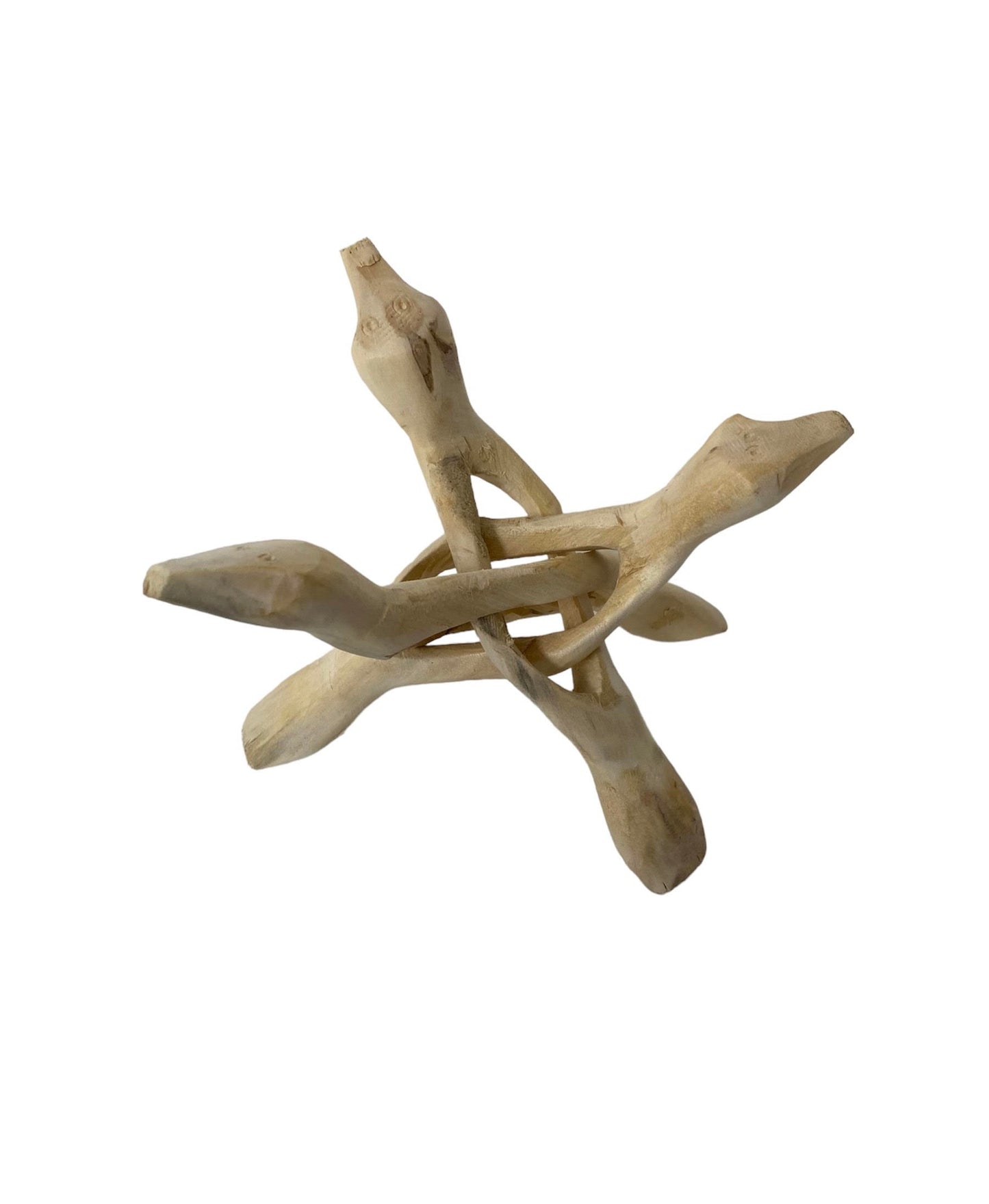 NessaStores- Natural Carved Tripod Wood Stand Holder 6 Inch #JC-232