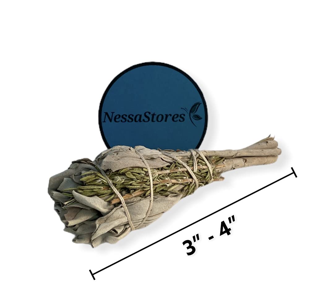 NESSASTORES - White Sage + Rosemary Smudge Incense 3"-4" Bundle #JC-111