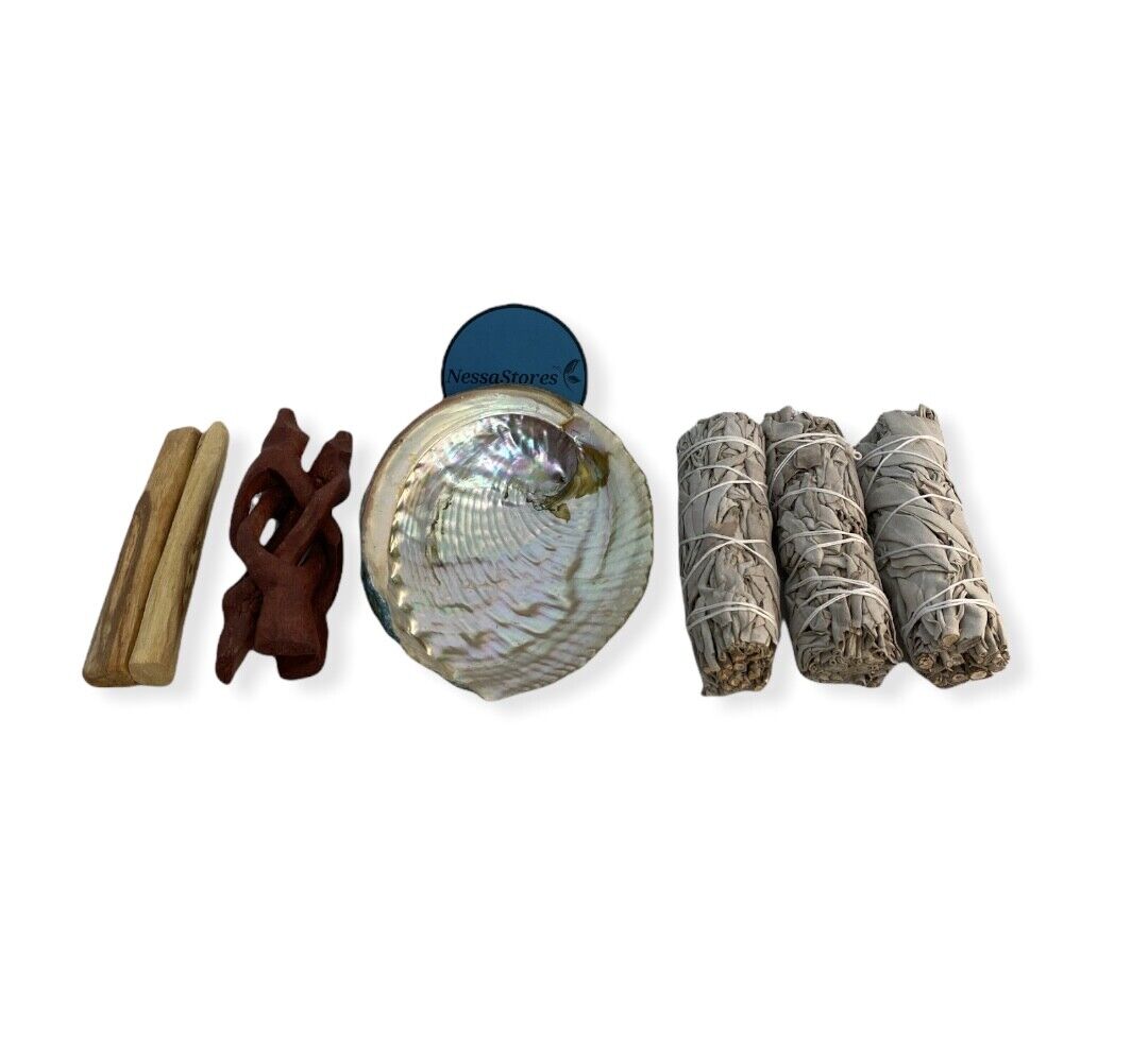 Small Size Smudge Kit - Shell + Stand + Sage + Palo Santo (16 Kits) #JC-211