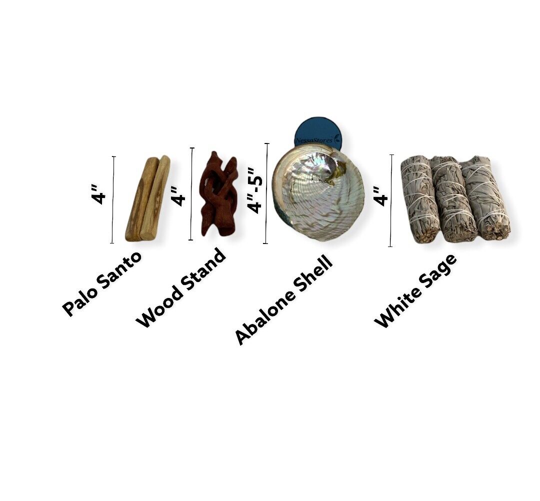 Small Size Smudge Kit - Shell + Stand + Sage + Palo Santo (10 Kits) #JC-211