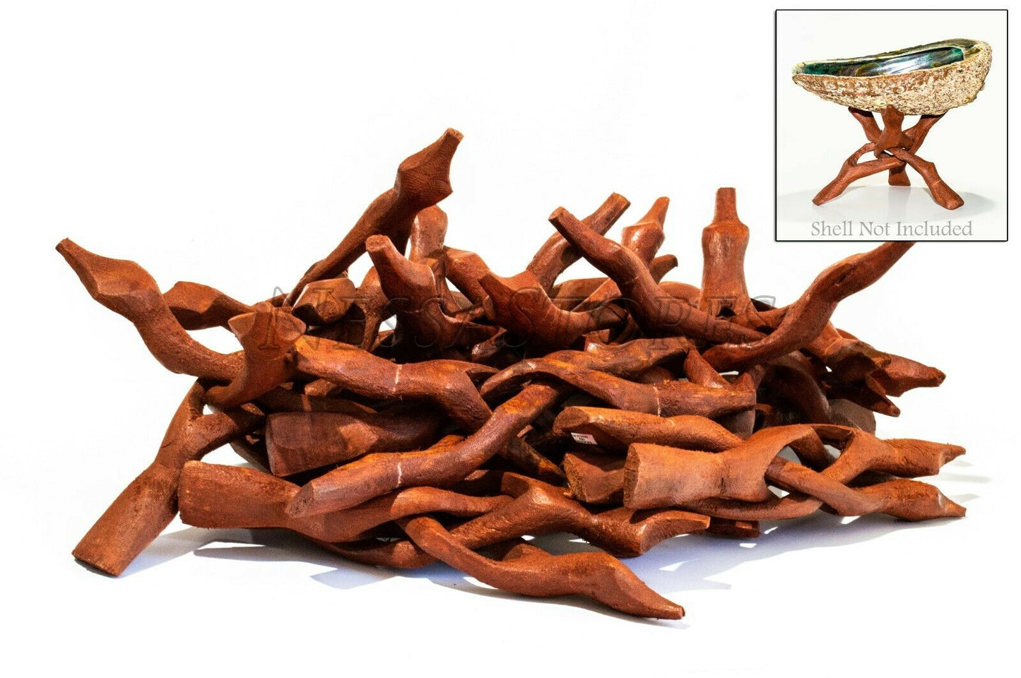 Carved Tripod Wood Stand Holder 8" (27 pcs) #JC-047