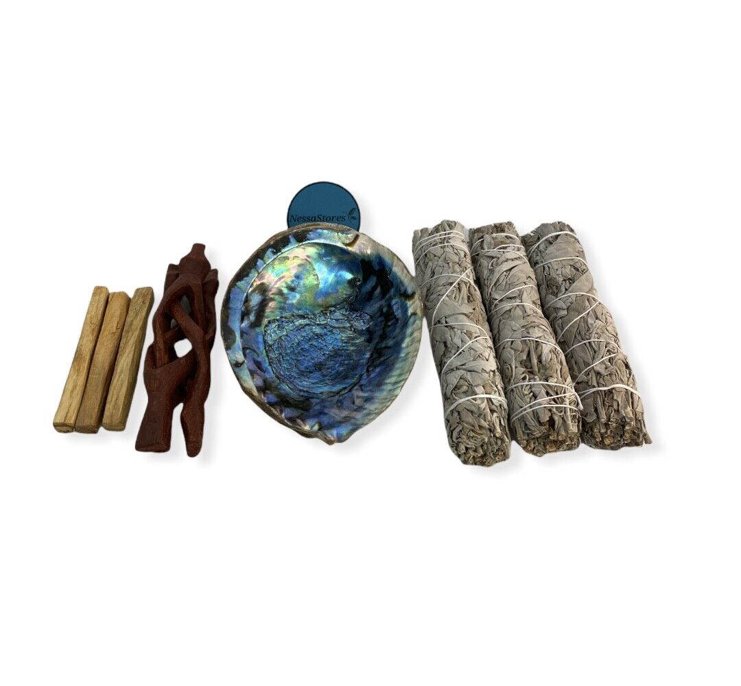 Large Size Smudge Kit - Shell + Stand + Sage + Palo Santo (3 Kits) #JC-213