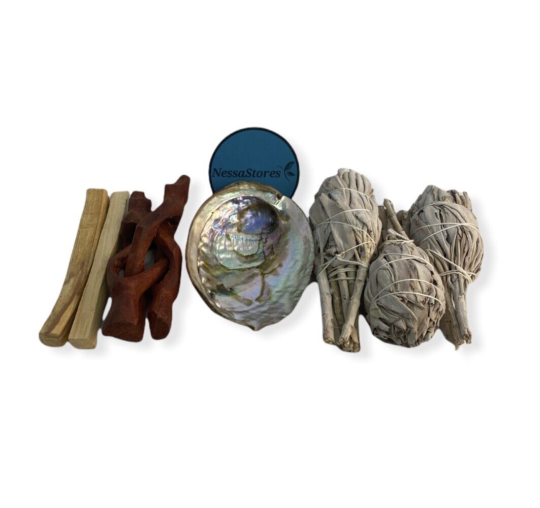 Travel Size Smudge Kit - Shell + Stand + Sage + Palo Santo (16 Kits) #JC-210