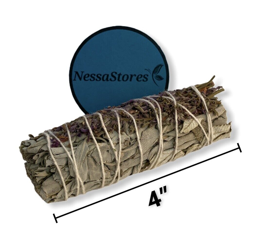 NESSASTORES White Sage + Yerba Santa + Lavender Smudge 4" Bundle #JC-198 (1 pc)
