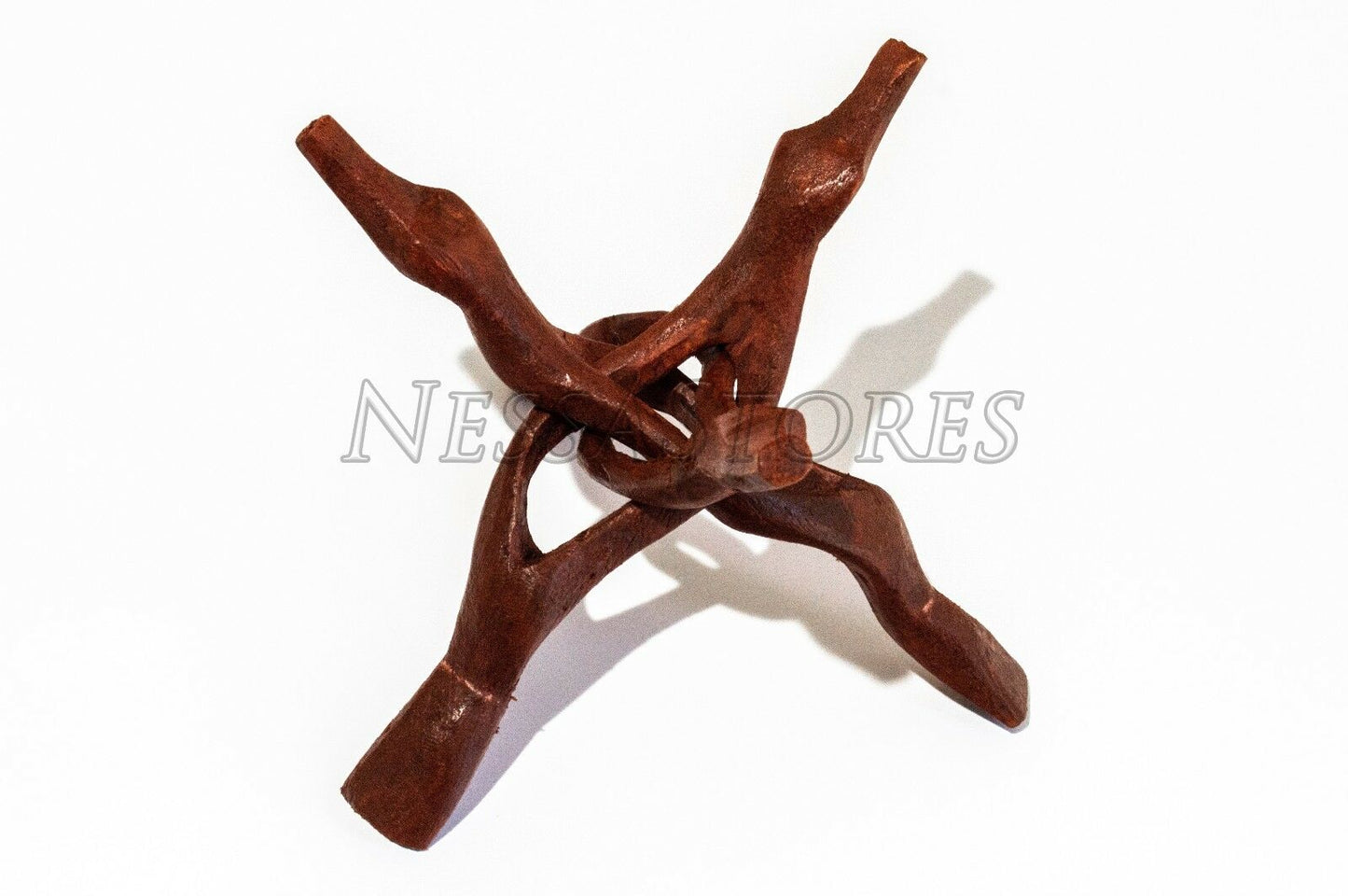 Carved Tripod Wood Stand Holder 8" (27 pcs) #JC-047