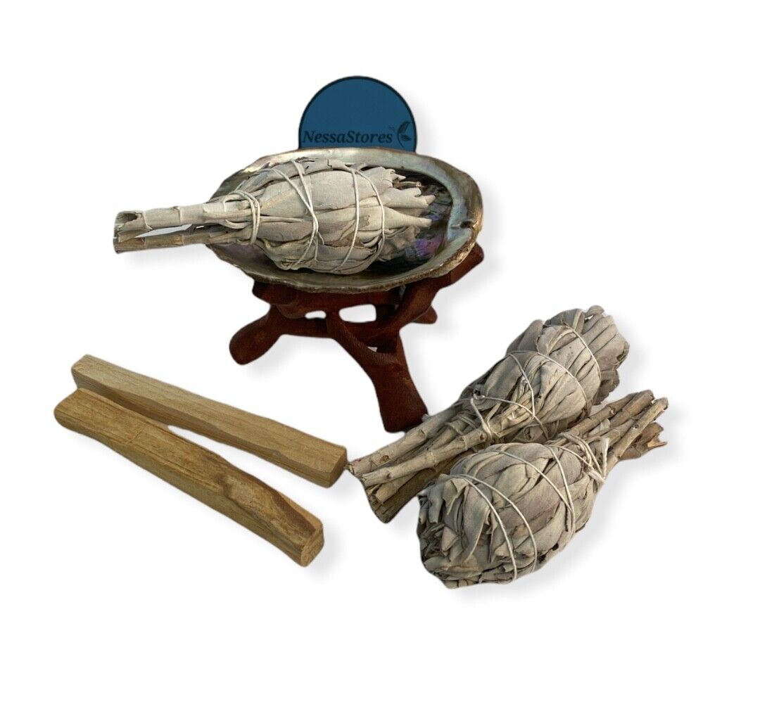 Travel Size Smudge Kit - Shell + Stand + Sage + Palo Santo (16 Kits) #JC-210