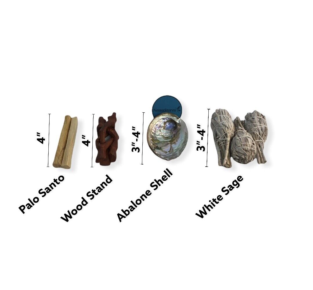 Travel Size Smudge Kit - Shell + Stand + Sage + Palo Santo (16 Kits) #JC-210