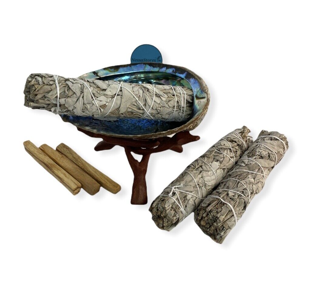 Large Size Smudge Kit - Shell + Stand + Sage + Palo Santo (3 Kits) #JC-213