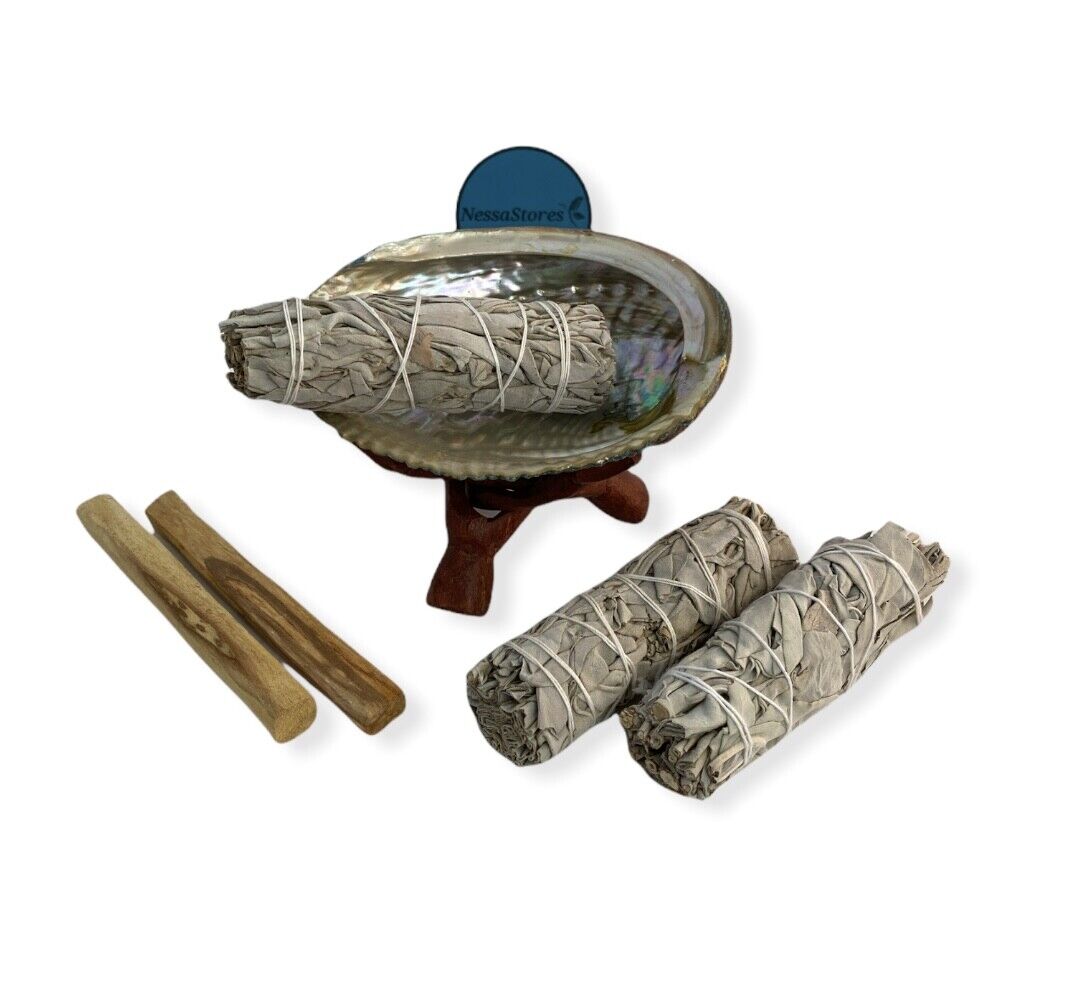 Small Size Smudge Kit - Shell + Stand + Sage + Palo Santo (10 Kits) #JC-211