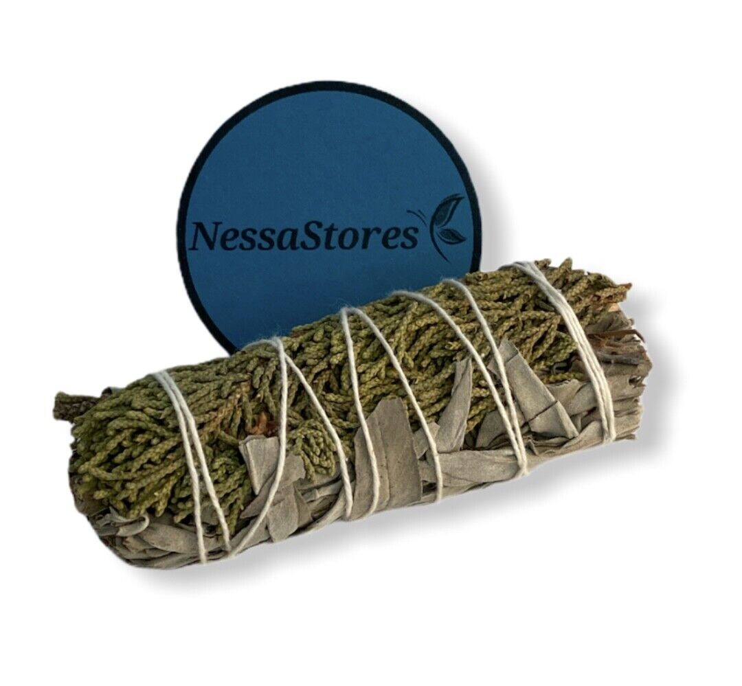 NESSASTORES - White Sage + Juniper Smudge Incense 4" Bundle #JC-206 (7 pcs)