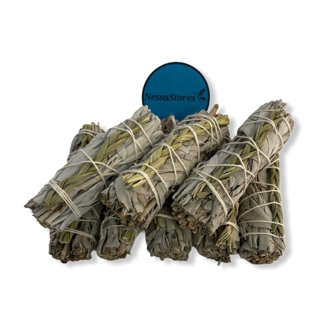 NESSASTORES - White Sage + Sweetgrass Smudge Incense 4" Bundle #JC-185 (112 pcs)