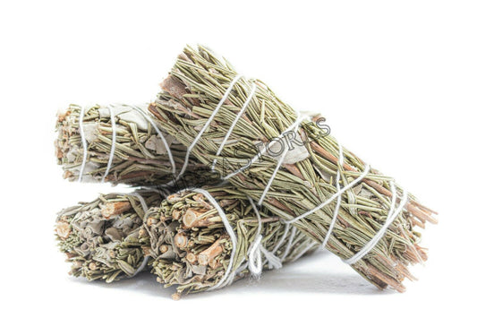 NessaStores CA White Sage + Rosemary Smudge Stick 4" Bundle (4 pcs) #JC-158