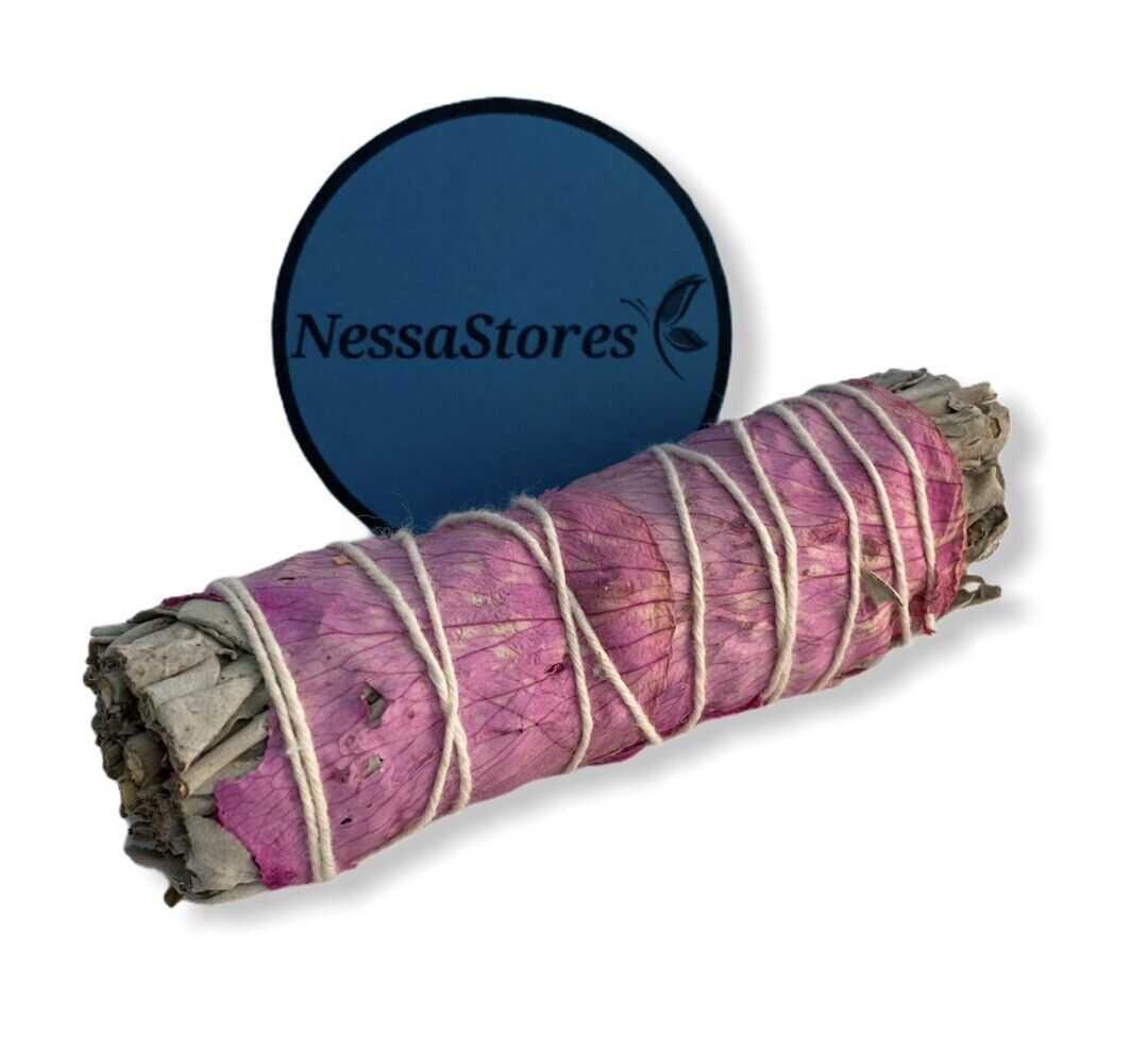 NESSASTORES - White Sage + Pink Petals Smudge Incense 4" Bundle #JC-195 (20 pcs)