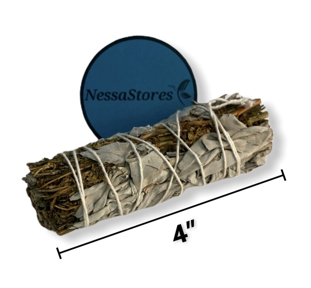 NESSASTORES - White Sage + Ruda Rue Smudge Incense 4" Bundle #JC-205 (7 pcs)