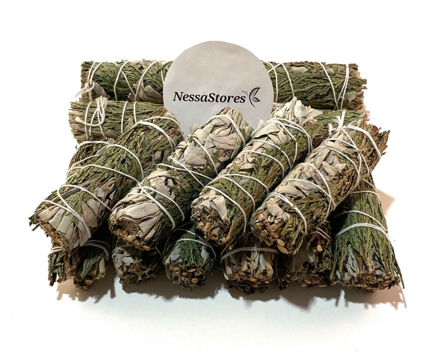 NessaStores White Sage + Cedar Smudge Incense 4" Bundle (3 pcs) #JC-166