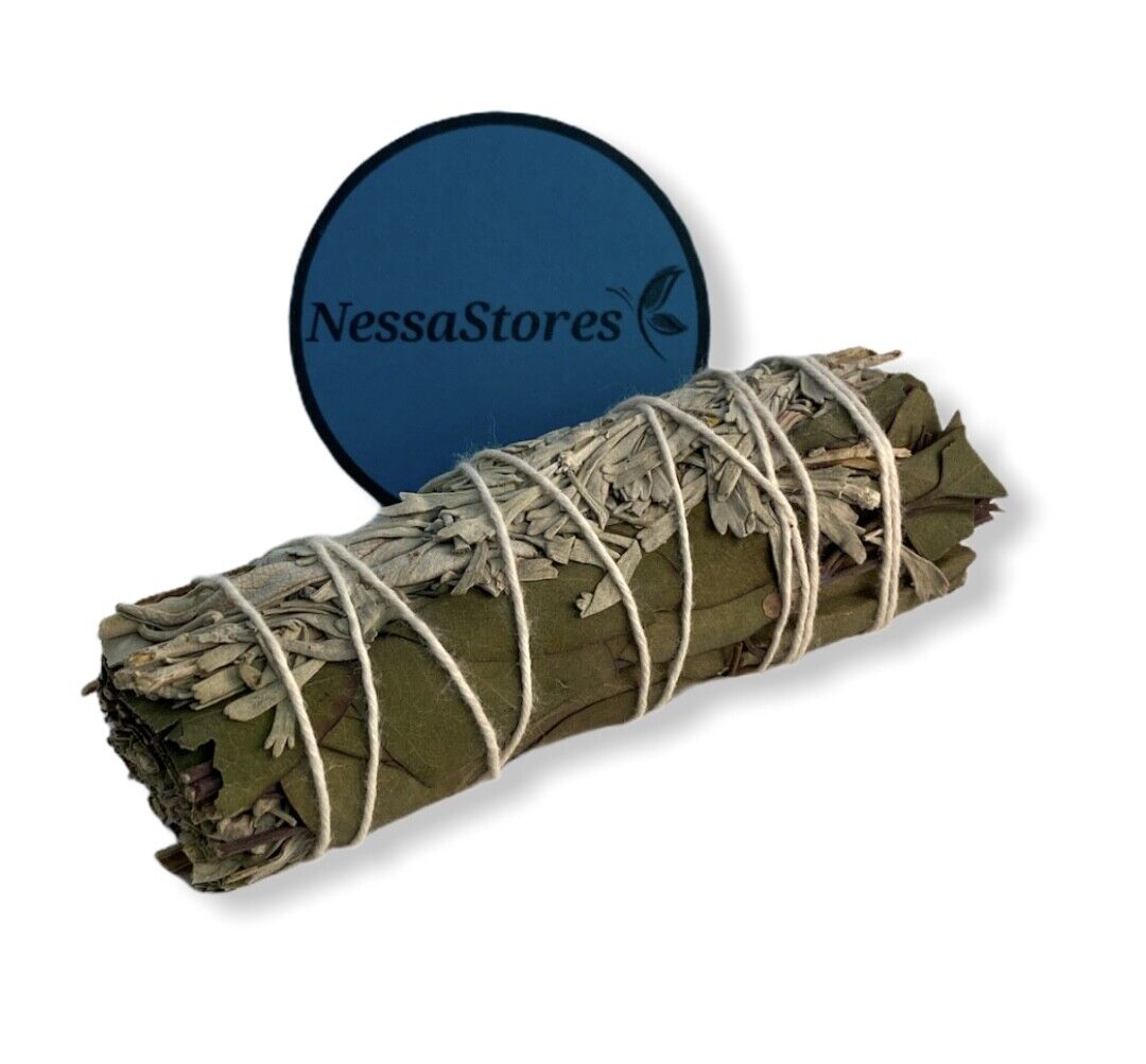 NESSASTORES - Blue Sage + Eucalyptus Smudge Incense 4" Bundle #JC-203 (7 pcs)