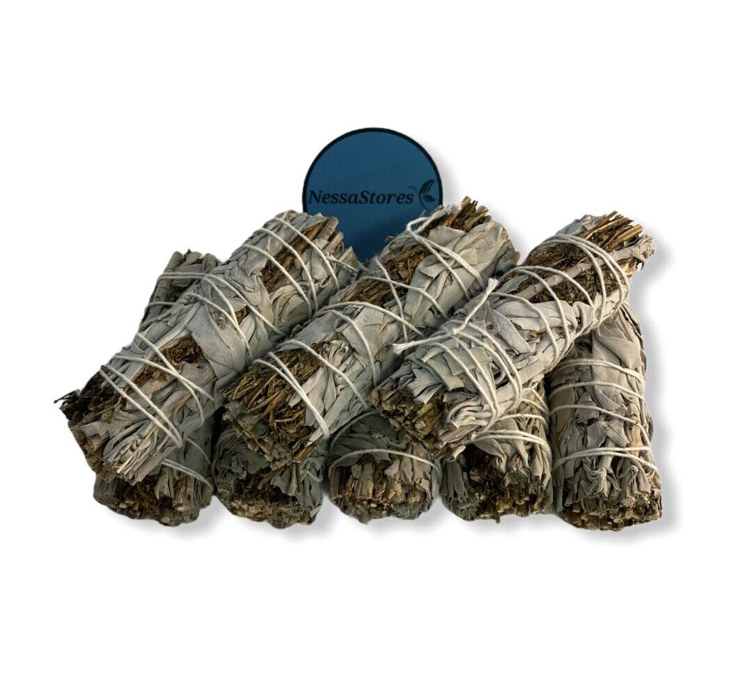 NESSASTORES - White Sage + Ruda Rue Smudge Incense 4" Bundle #JC-205 (30 pcs)