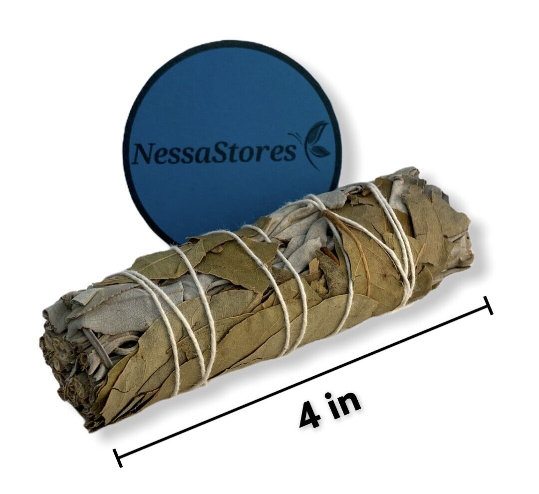 NESSASTORES - White Sage + Bay Leaves Smudge Incense 4" Bundle #JC-190 (30 pcs)