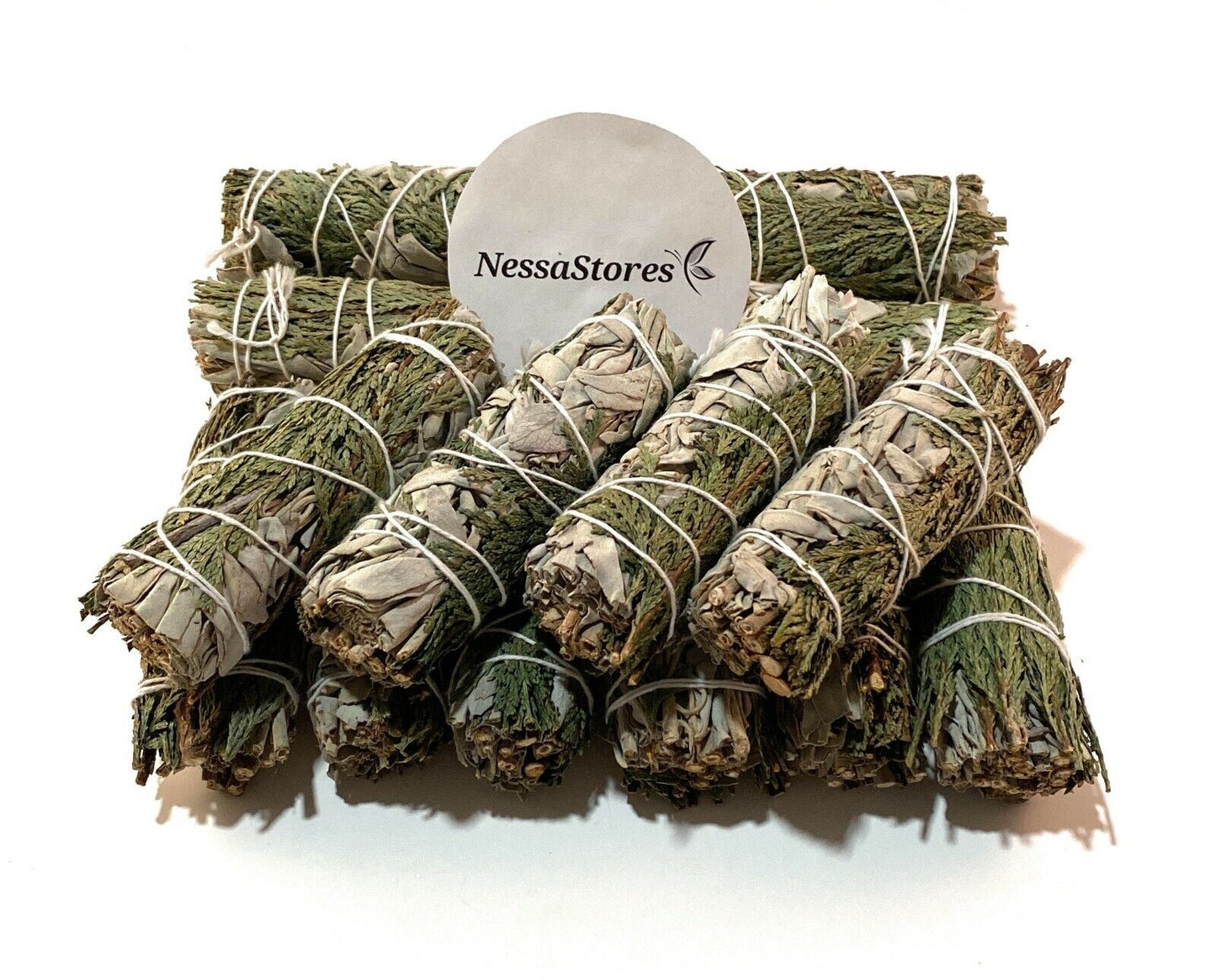 NessaStores CA White Sage + Cedar Smudge Stick 4" Bundle (18 pcs) #JC-166