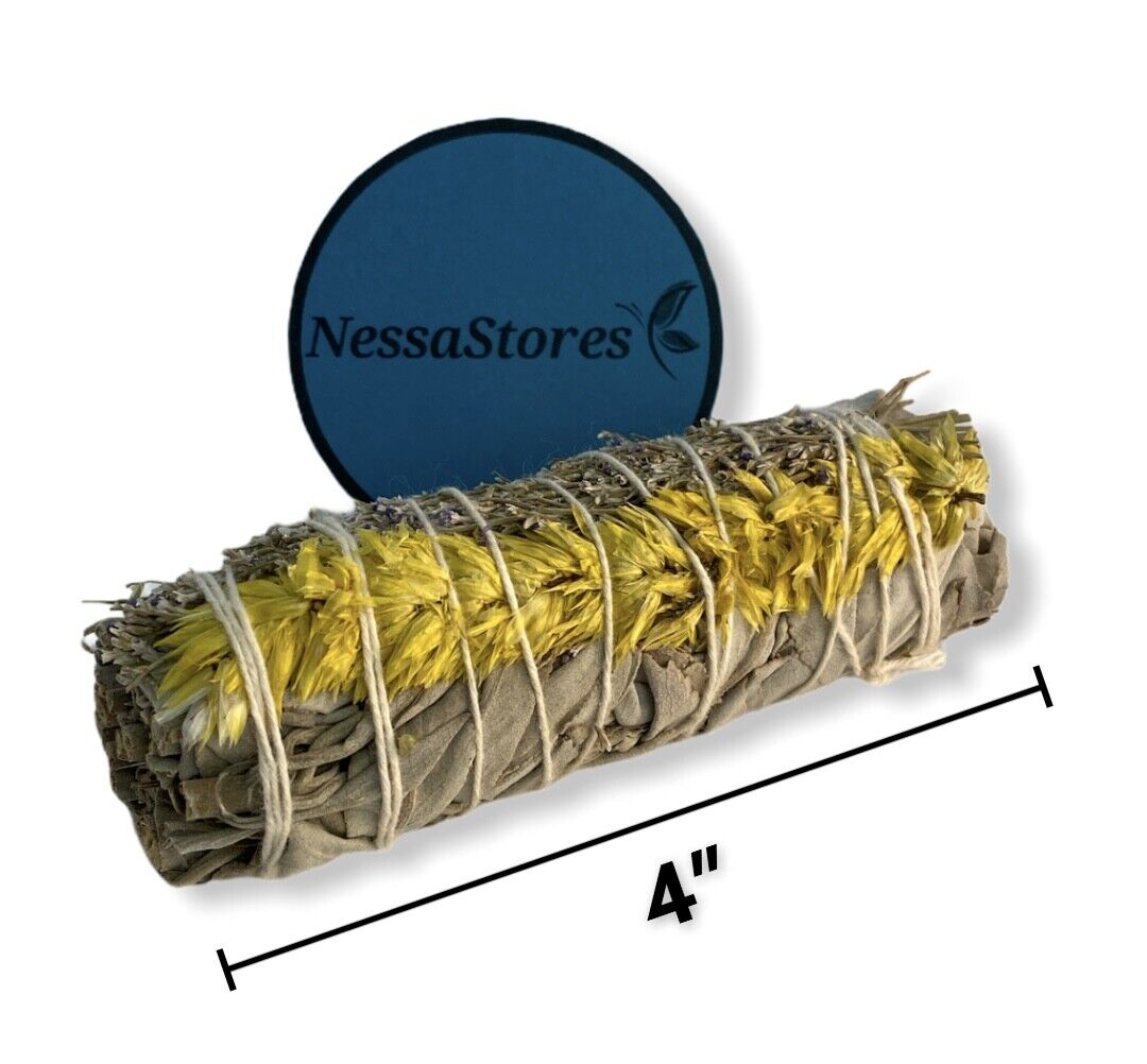 NESSASTORES - White Sage + Yellow Flower Smudge Incense 4" #JC-197 (18 pcs)