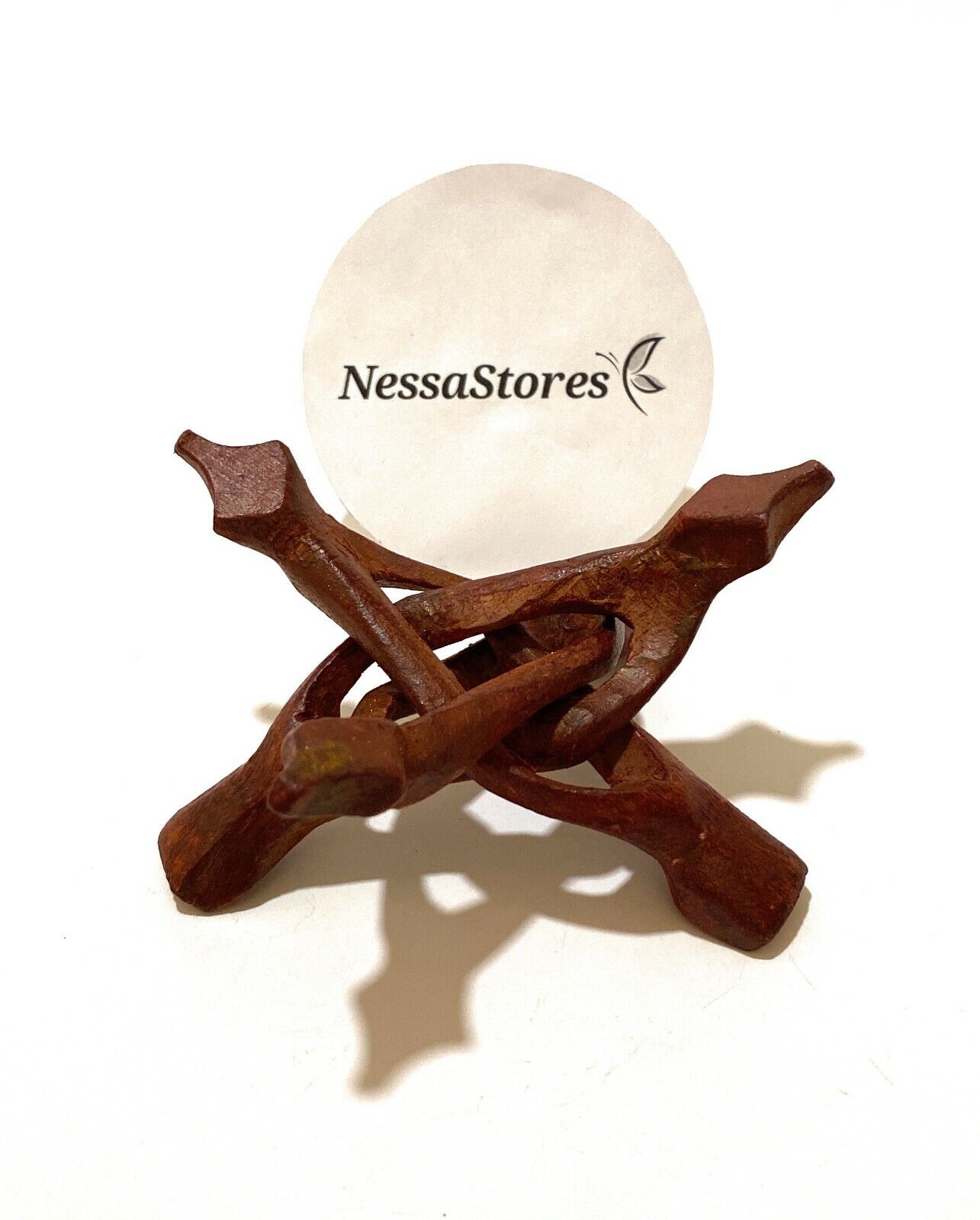 NessaStores Carved Tripod Wood Stand Holder 4"  (8 pcs ) #JC-45