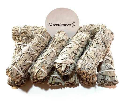 NessaStores White Sage Smudge Incense 4" Bundle (63 pcs) #JC-006