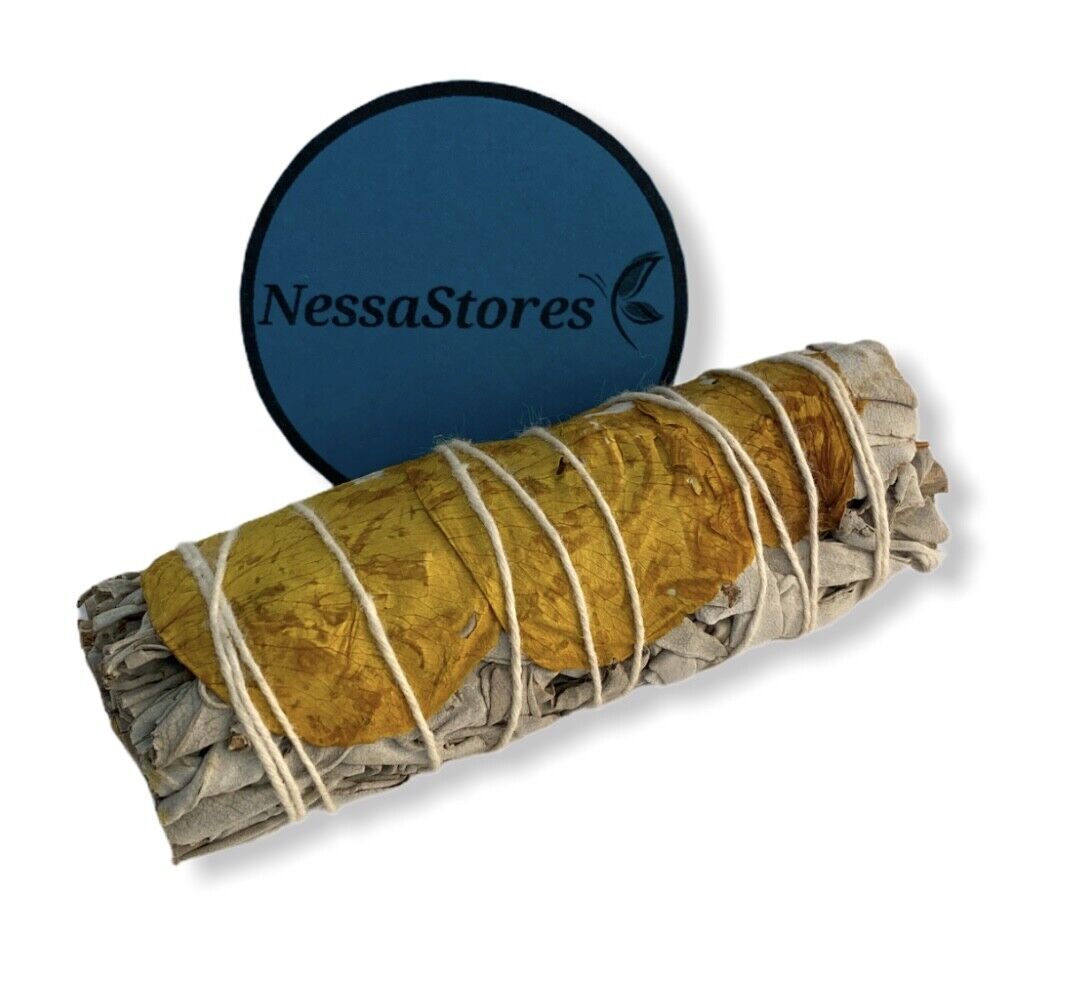 NESSASTORES - White Sage + Yellow Petals Smudge Incense 4" Bundle#JC-194(14 pcs)