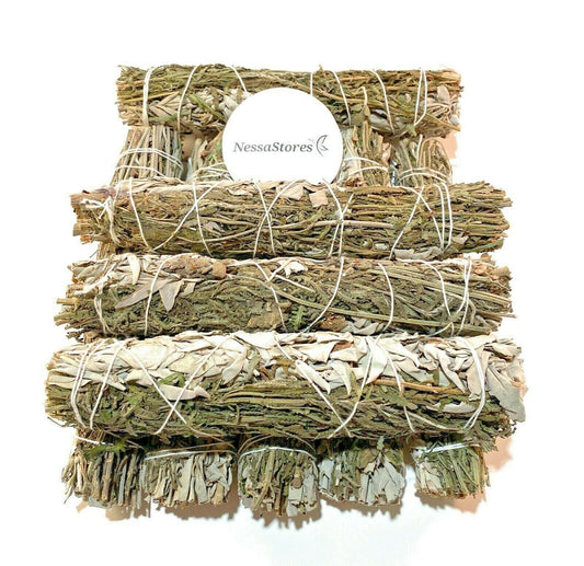 NessaStores White Sage + Lavender Smudge Incense 9" Bundle (5 pcs) #JC-148