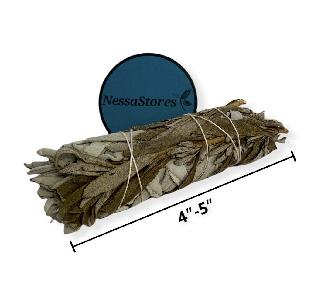 NessaStores White Sage + Black Sage Smudge Incense 4"-5" Bundle (12 pcs) #JC-214