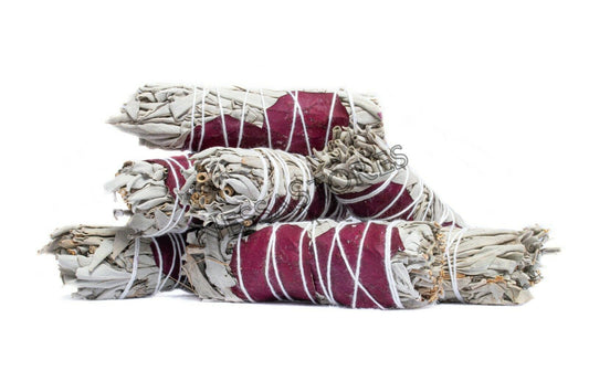 NessaStores CA White Sage + Rose Petals Smudge Stick 4" Bundle (7 pcs) #JC-159