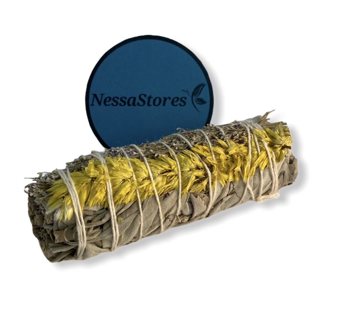 NESSASTORES - White Sage + Yellow Flower Smudge Incense 4" #JC-197 (104 pcs)