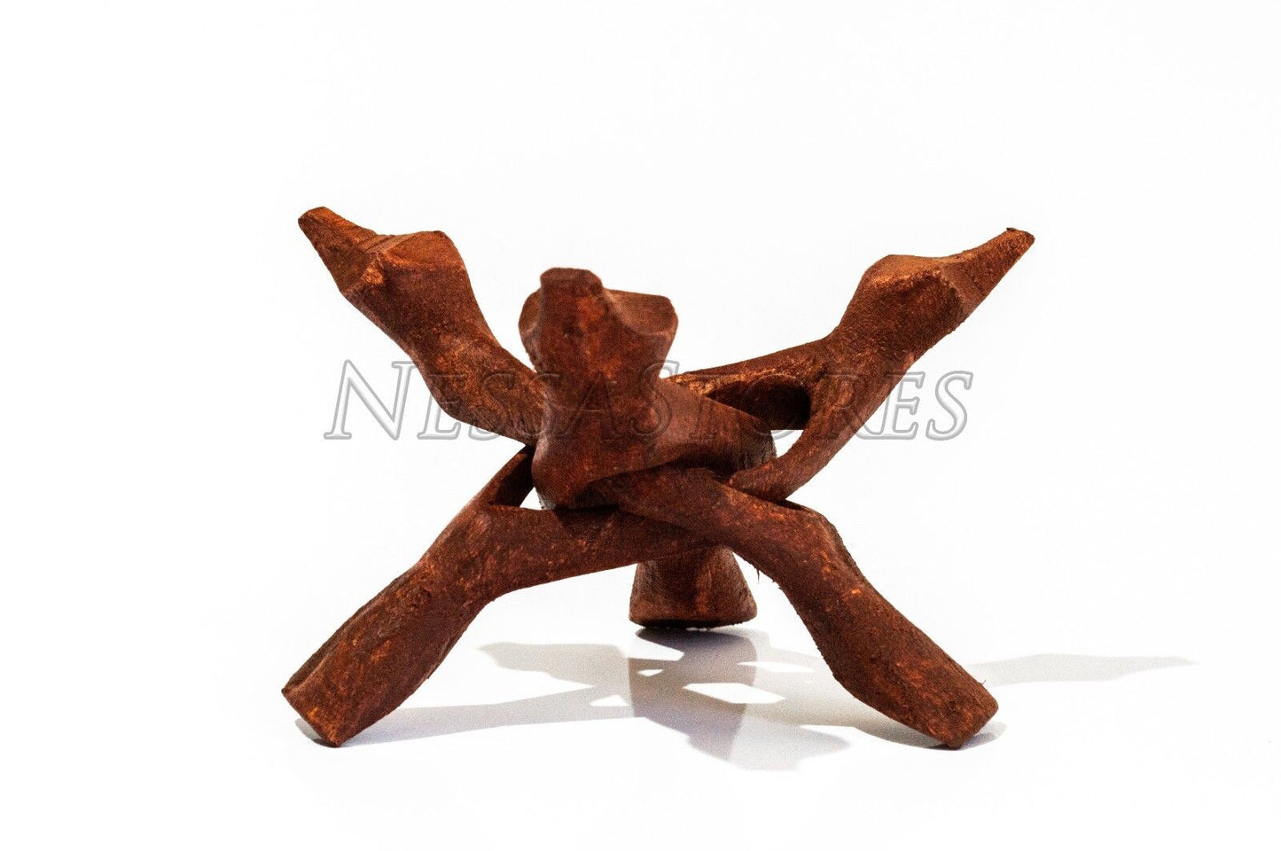 NessaStores- Carved Tripod Wood Stand Holder 6"  (12 pcs) #JC-046