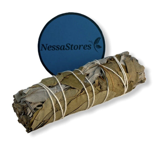 NESSASTORES - White Sage + Bay Leaves Smudge Incense 4" Bundle #JC-190 (1 pc)