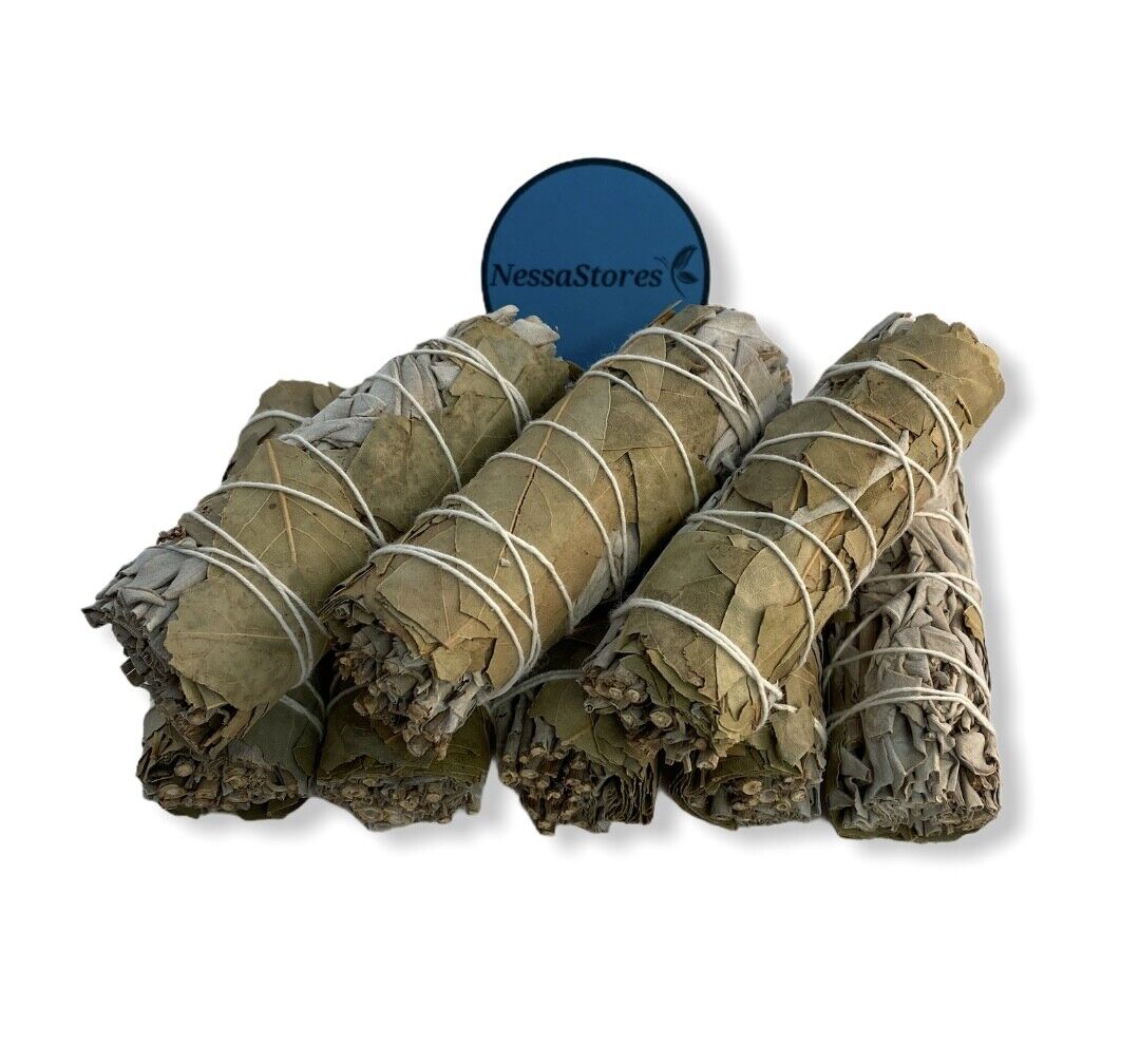 NESSASTORES - White Sage + Bay Leaves Smudge Incense 4" Bundle #JC-190 (1 pc)