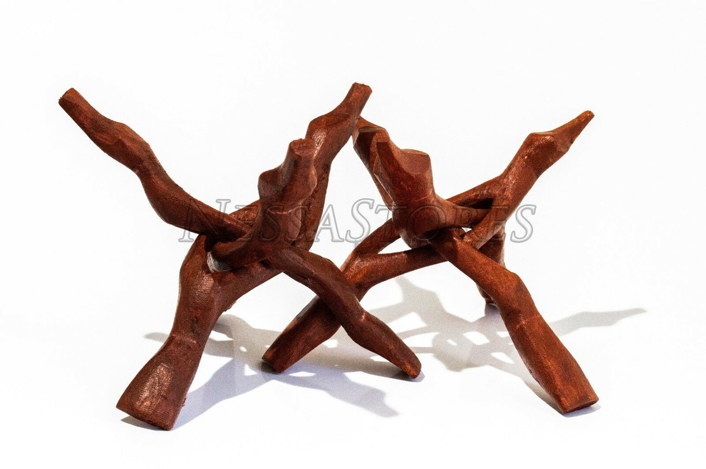 NessaStores Carved Tripod Wood Stand Holder 8"  ( 2 pcs ) #JC-47