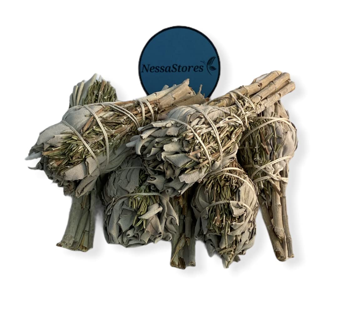 NESSASTORES - White Sage + Rosemary Smudge Incense 3"-4" Bundle #JC-111